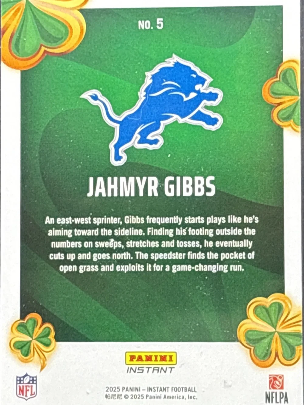 Panini Lucky Clover Jahmyr Gibbs Football Card